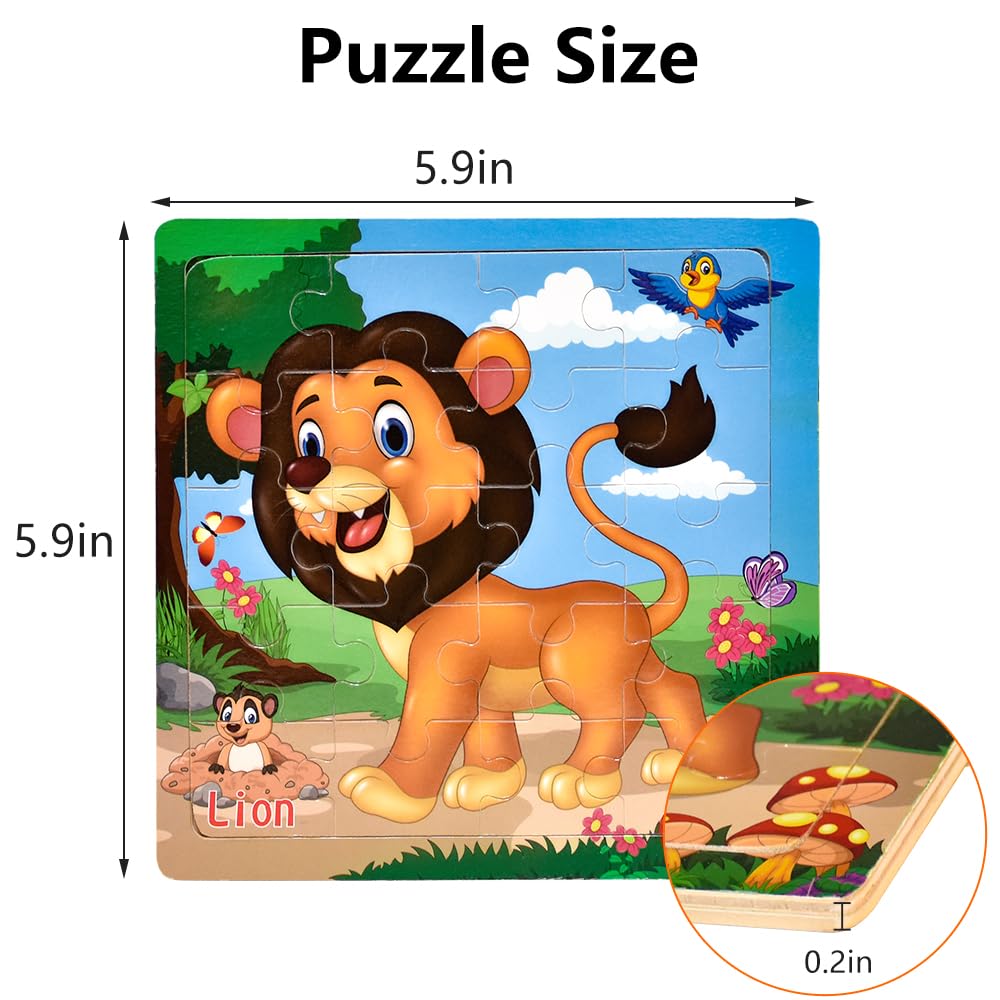 Puzzles for Kids Ages 3-5 Toddler Wooden Toys Montessori Learning Education Preschool Sets Games for Boy Girl 3 4 5+ Years Old, Pack of 6 (20 Pieces)