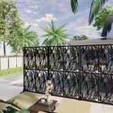 Fulocseny Metal Privacy Screens 72" H Outdoor and Indoor Leaf Pattern Room Divider Privacy Screens Panels for Living Room Balcony Patio Garden (Black Fulocseny