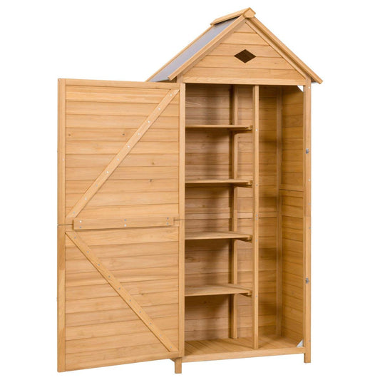 Goplus Outdoor Storage Shed Locker Wooden Hutch for Garden Yard Lawn - WoodArtSupply