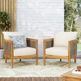 Merax Set of 2 Outdoor Acacia Wood Wicker Club Chair with Cushion,Patio Furniture Conversation Seat for Backyard Merax