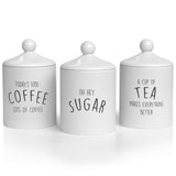 Barnyard Designs Canister Sets for Kitchen Counter, Decorative Coffee Tea Sugar Container Set, Rustic Farmhouse Canisters Ceramic Jar, White, Set of 3 Barnyard Designs