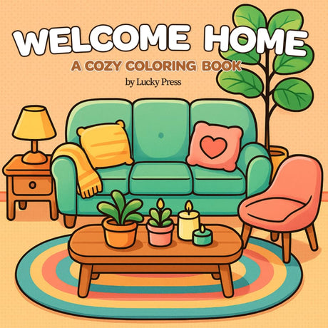 Welcome Home—A cozy coloring book: for Adults and Teens | Cute room scenes in a relaxing easy and simple style Majosta