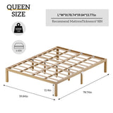 Bamboo Bed Frame Queen Size Wood Platform Bedframe Solid Stable with Non-Slip Slats Support Tall Bed No Box Spring Needed Heavy Duty Easy Assembly Noise Free Nature bambooflow