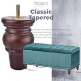 Btowin 4 inch Solid Wood Furniture Legs, 4Pcs Wooden Turned Bun Feet with Threaded 5/16'' Hanger Bolts & Mounting Plate & Screws for Sofa Couch Chair Ottoman Loveseat Btowin