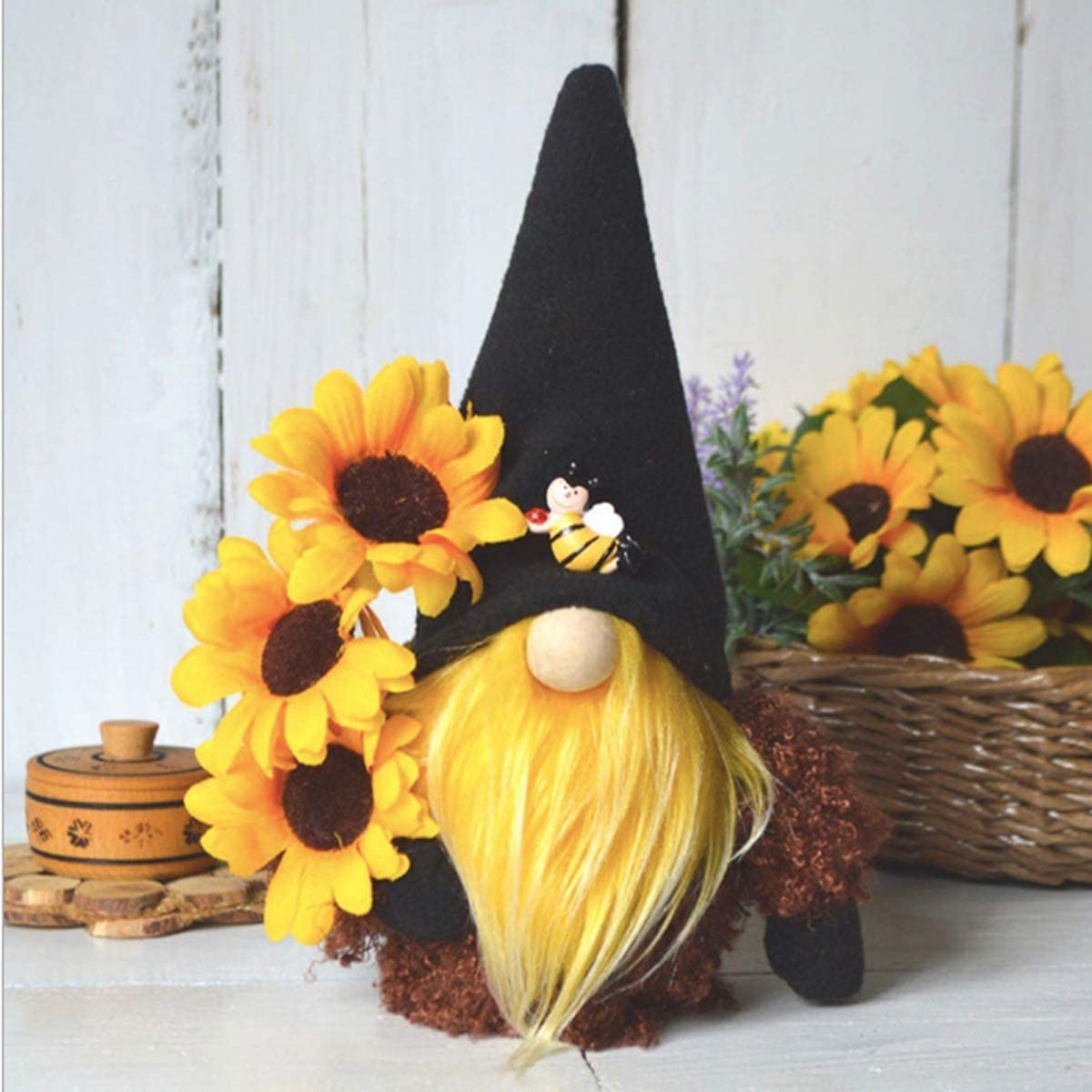 GDYYEZI Sunflower Garden Gnome, Sunflower Spring Gnome Mantel Display,Handmade Gnome Faceless Plush Doll, Farmhouse Tiered Tray Rustic Sca GDYYEZI