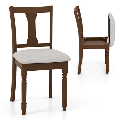 Giantex Wood Dining Chairs Set of 2, Farmhouse Dining Room Chair with Cushion Seat, Armless Wooden Dining Side Chairs with Solid Acacia Wood Frame, Max Load 350 Lbs, Upholstered Kitchen Chair - WoodArtSupply