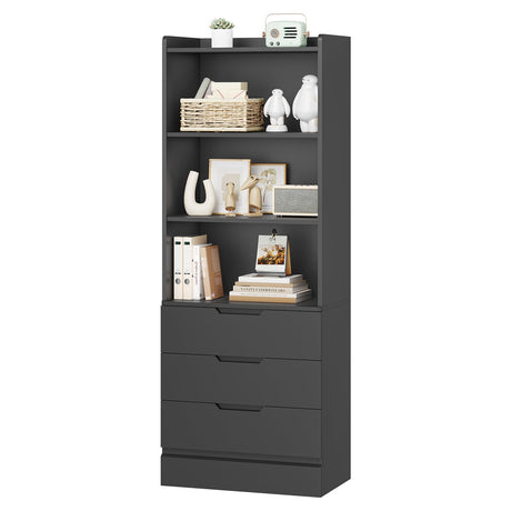 DICTAC Bookcase Set of 2 with 3 Drawers 73.23'' Bookshelf Storage Cabinets with Shelves and Drawers Kitchen Pantry with Microwave Stand,Storage Organizer for Living Room,Office,Study,Bathroom DICTAC