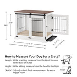 beeNbkks Dog Crate Furniture with Sliding Barn Door, Stylish Double Doors Wooden Kennel with Tray and Cushion, Decorative Indoor Pet House Side End Table for Medium Large Dogs beeNbkks