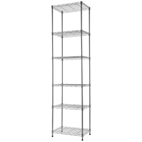 REGILLER 6 Wire Shelving Steel Storage Rack Adjustable Unit Shelves for Laundry Bathroom Kitchen Pantry Closet (16.7L x 11.9W x 64H, Silver) REGILLER