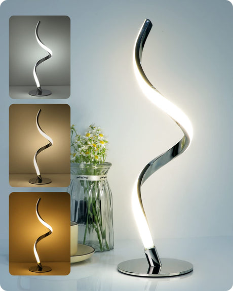 Yarra-Decor Modern Spiral Bedside Lamp - 3 Colors Touch Control LED Table Lamp, Stepless Dimmable Nightstand Lamps for Bedroom Living Room & Office(3000K 4000K 5000K) Yarra-Decor