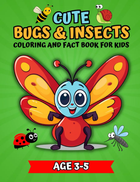 Cute Bugs & Insects: Coloring and Fact Book for Kids (Cute Coloring) WoodArtSupply