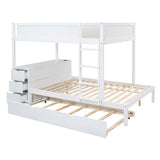 Harper & Bright Designs Full Over Full Bunk Bed Twin Size Trundle, Wood Full Bunk Bed with USB Ports, Storage and Desk, White Harper & Bright Designs