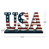 Morning View Patriotic Decor Wooden USA Sign American 4th of July Letter Tabletop Decoration Standing Cutout US Flag Block Signs Table Centerpieces for Memorial Day Party Supplies Home Decor Mantel Morning View