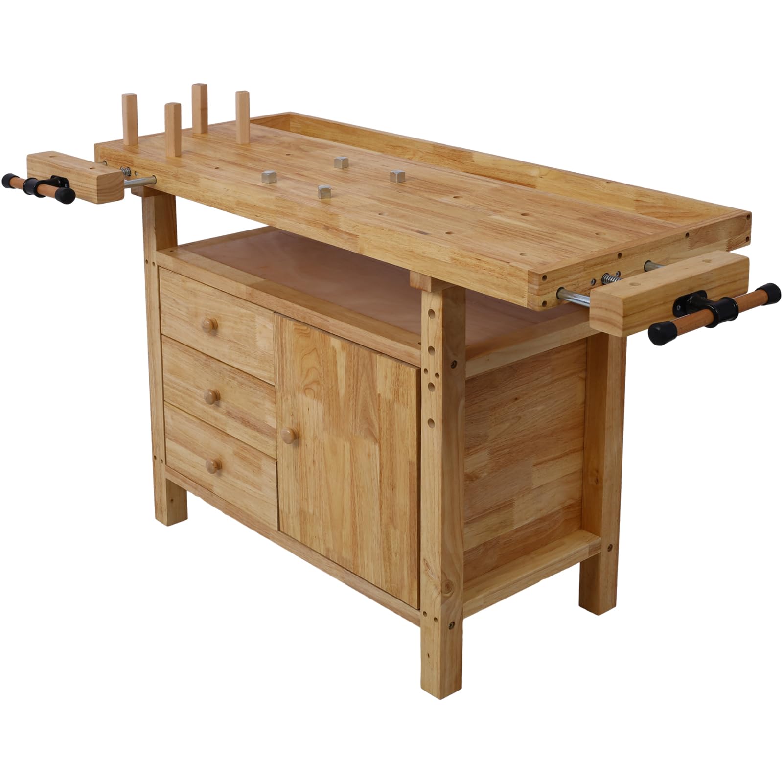 50-Inch Wooden Workbench – Durable Wood Workbench for Garage, Workshop, and Home - WoodArtSupply