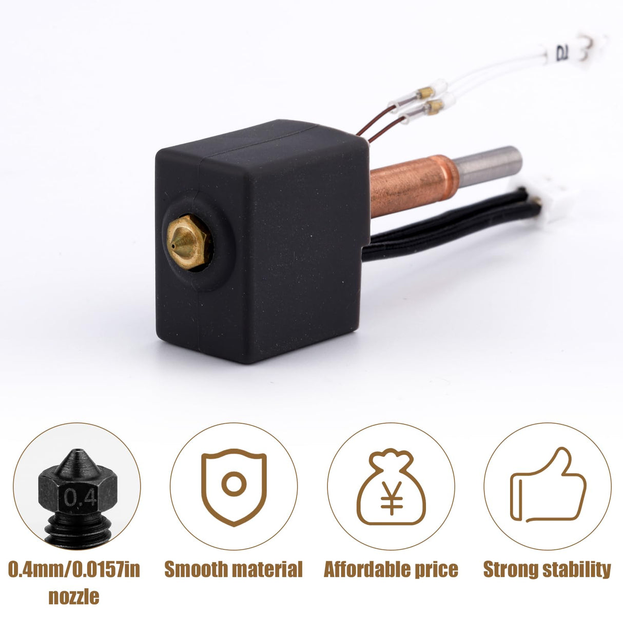 3D Printing Extruder Hotend Kit, Extruder Print Head with Silicone Case Heating Block Hotend with Nozzle Wrench Accessories Hot End Parts Combo Supplies Compatible with Kobra 3 3D Printer PEUTIER