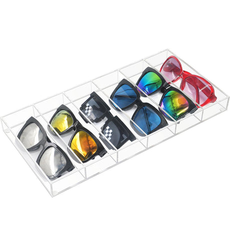 Acrylic Sunglasses Storage Organizer Tray Clear Display Case for Eyewear 6 Grid (1) Kenpal