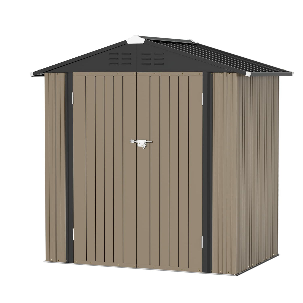 Greesum Metal Outdoor Storage Shed 6FT x 4FT, Steel Utility Tool Shed Storage House with Door & Lock, Metal Sheds Outdoor Storage for Backyard Garden Patio Lawn (6' x 4'), Brown Greesum