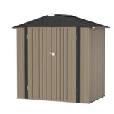 Greesum Metal Outdoor Storage Shed 6FT x 4FT, Steel Utility Tool Shed Storage House with Door & Lock, Metal Sheds Outdoor Storage for Backyard Garden Patio Lawn (6' x 4'), Brown Greesum