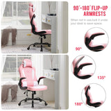 Gaming Chair Office Chair Desk Chair Racing Executive PU Leather Ergonomic Massage Computer Chair with Lumbar Support Headrest Armrest Task Rolling Swivel Chair for Girls, Pink BestOffice