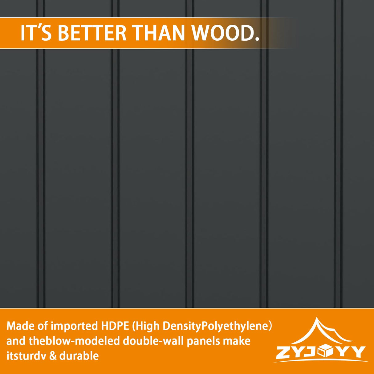 Outdoor Storage Cabinet with 2 Shelves, Waterproof Resin Horizontal Tool Shed, Lockable 15 cuft. Storage Shed for Patio, Garden, Yard, Grey ZYJOYY