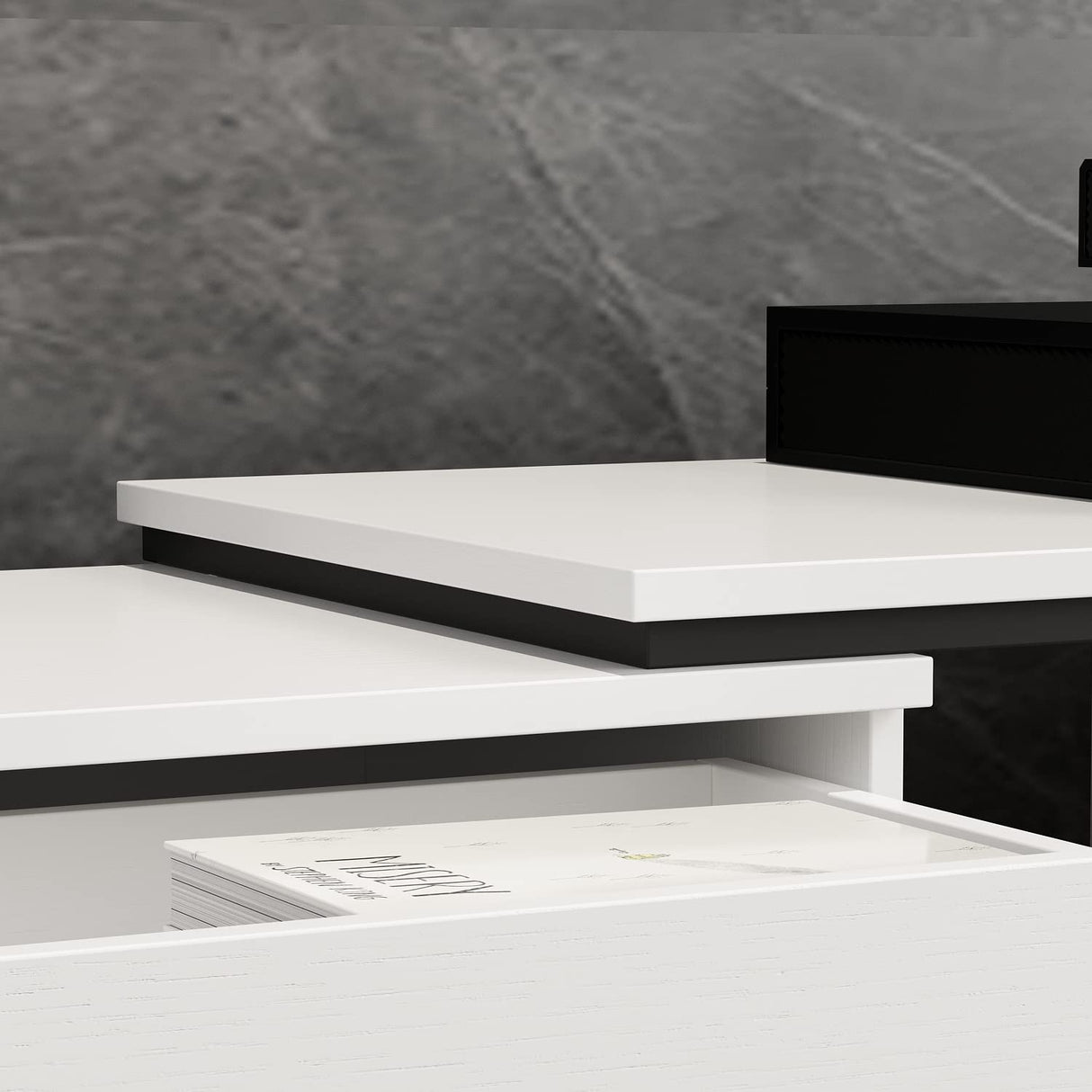 AIEGLE Deformable TV Stand with 4 Drawers, Modern Extendable TV Stand in Stretch for TVs up to 120", Wood Gaming Entertainment Center Media Stand with Adjustable Width, White (Wide 95"-134") AIEGLE