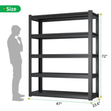CBCNWR 72''H Garage Storage Shelves, 3000LBS Steel Heavy Duty Storage Shelves, Adjustable 5-Tier Metal Shelf Rack, Heavy Duty Shelving for Garage,Warehouse,Basement,Pantry–Black 47" W x23.6 D x72 H CBCNWR