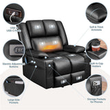 Yaheetech Large Electric Power Lift Recliner Chair, PU Leather Massage Chair with Heat and USB Port for Elderly, Ergonomic Lounge Chair with 2 Cup Holders Side Pockets, Overstuffed Wide Single Sofa Yaheetech