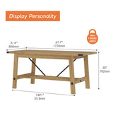 WAMPAT 4-6 Person Farmhouse Dining Table with Heavy Duty Wooden Legs, 67.7 Inch Rectangular Modern Wood Kitchen Table for Dining Room & Living Room, Oak Brown WAMPAT