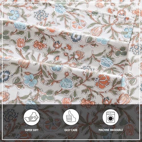 Wrangler - King Size Sheet Set, Ultra-Soft & Wrinkle-Resistant Bedding for Year Round Comfort, Deep Pockets, Bed Sheets with Matching Fitted Sheet & Pillowcases (Westward Floral Beige) Wrangler