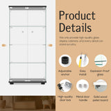 Display Cabinet with Glass Door and Lock, 4-Shelf Fast Installation in 30 Mins Curio Cabinets with 5mm Tempered Glass Floor Standing Bookshelf for Bedroom, Living Room (65'' x32'' x14'', Black) WoodArtSupply