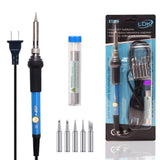 LDK Soldering Iron Kit Electric 60W 110V Adjustable Temperature Soldering Gun Welding Tools, 5pcs Replacement Tips and Solder Wire (Basic) LDK
