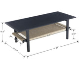 Chairus Farmhouse Rectangular Coffee Table with Rattan Storage - Solid Wood Centre Table for Home and Office chairus