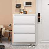 LUCYPAL Shoe Storage Cabinet with 3 Flip Drawers,Metal Wall Shoe Cabinet Storage for Entryway,Hidden Shoe Rack,Narrow Slim Shoe Organizer for Hallway, Bedroom, Apartment,White 43" H*31.5" W*6" D LUCYPAL