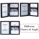 4x6 Double Picture Frame Wooden Hinged Photo Frame Definition Glass Stand Vertically on Desktop or Tabletop Black FOREV