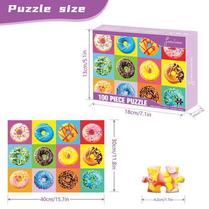 fishwisdom 100 Piece Donuts Jigsaw Puzzle for Kids Teens Age 4-8 Gift Family Time (Donuts)