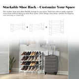 SunnyPoint Expandable & Stackable 2-Tier Shoe Rack – Adjustable Shoe Organizer for Entryway, Closet or Bedroom, Holds 4 to 8 Pairs, Space-Saving Metal Shoe Storage Shelf (17.5"–31.49" W) (WHT, 2 Tier) SunnyPoint
