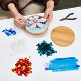 WEBEEDY DIY Mosaic Craft Kit - Flower Mosaic Bamboo Coasters for Adults, Blue Style Glass Tiles, 6.1 WEBEEDY