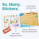 CUPKIN Sticker Book for Kids 2-4, 500+ Kids Stickers, Beach Day 12 Coloring Pages 12 Side by Side Scenes, Fun Toddler Travel Activity Coloring and Sticker Books for Children Ages 4-8 + 8-10 CUPKIN