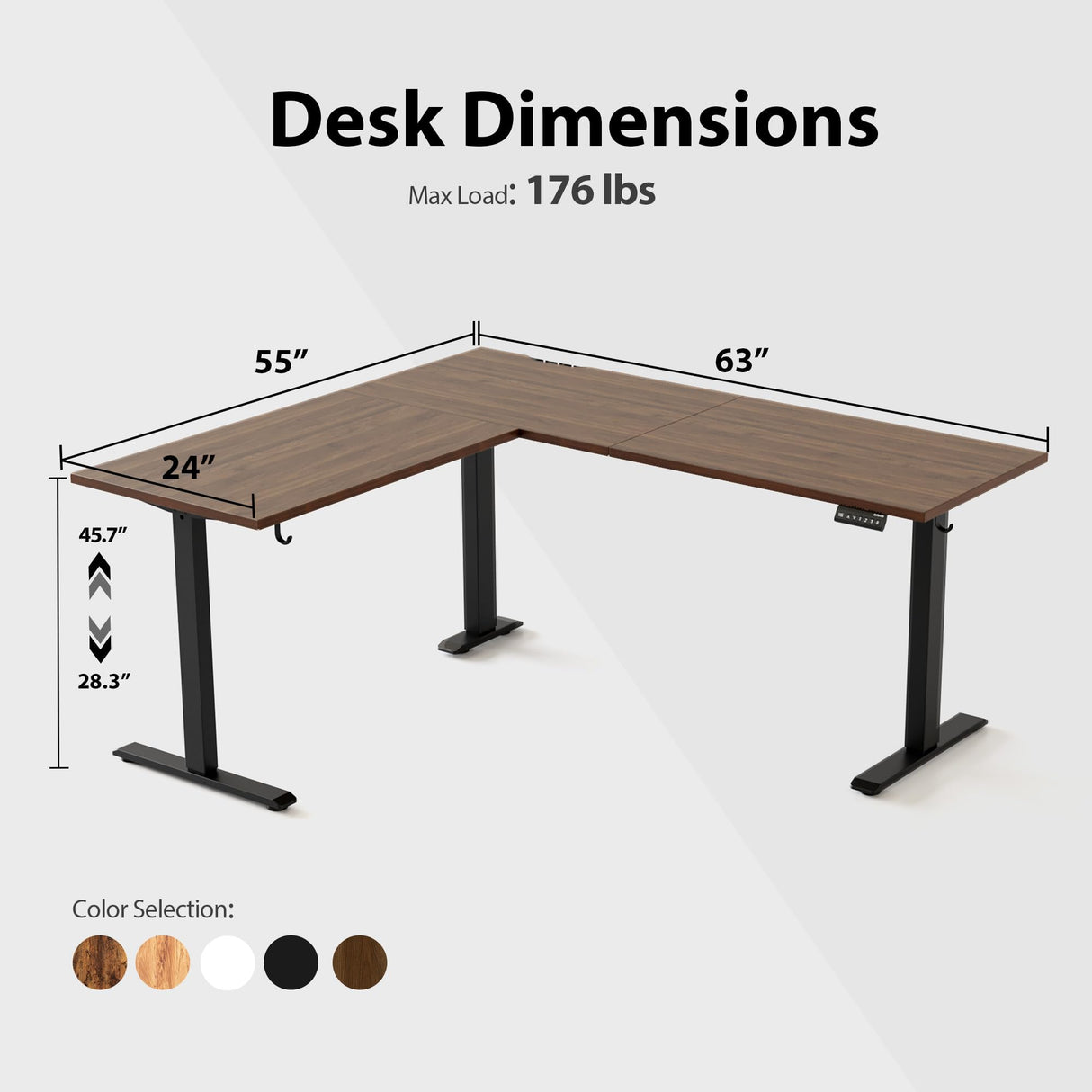 Agilestic L Shaped Standing Desk Adjustable Height, Electric Corner Standing Desk, 63 x 55 inch Sit Stand Computer Table with Splice Board, Dark Wlalnut Agilestic