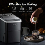 Silonn Countertop Ice Maker Machine - Auto-Cleaning Portable Ice Maker, 26lbs in 24Hrs, 2 Sizes of Bullet Ice for Home Kitchen Office Bar Party, Black Silonn