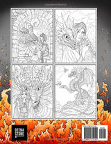 Dragons Coloring Book for Adults: A Magical Adventure with Majestic Fantasy Creatures, Beautiful Maidens, and Natural Landscapes WoodArtSupply