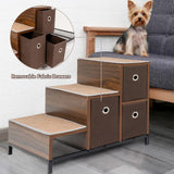 Dog Window Perch, Dog Bed and Dog Stairs, Dog Cot with 3-Tier Dog Steps, Wood Pet Stairs w/Raised Dog Bed, Bunk and Pet Steps with Storage Drawers,Cat Window Perch, Dog Perch to Look Out Window EazeHome