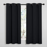 NICETOWN Halloween Pitch Black Solid Thermal Insulated Grommet Blackout Curtains/Drapes for Bedroom Window (2 Panels, 42 inches Wide by 63 inches Long, Black) NICETOWN