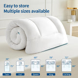 STWIENER King Mattress Topper, Pillow Top Mattress Topper for Back Pain Relief, Extra Thick Mattress Pad Deep Pockets for 8"-21", Soft Down Alternative Fill Mattress Protector, Blue Stripe STWIENER