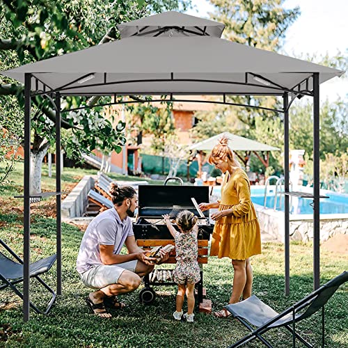 Tanxianzhe Grill Gazebo Replacement Canopy Top Cover 5×8 Double Tiered BBQ Roof ONLY FIT for Gazebo Model L-GG001PST-F (Gray)