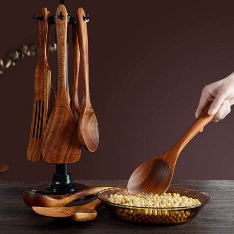 Wooden Spoons for Cooking,12 Pack Wooden Utensils for Cooking Wooden Kitchen Utensils Set Wooden Cooking Utensils Natural Teak Wooden Spatulas for Cooking BOKALAKA