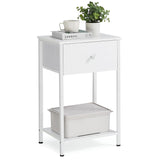 VASAGLE Nightstand, Side Table with Fabric Drawer, 24-Inch Tall End Table with Storage Shelf, Bedroom, White ULGS021W14 VASAGLE