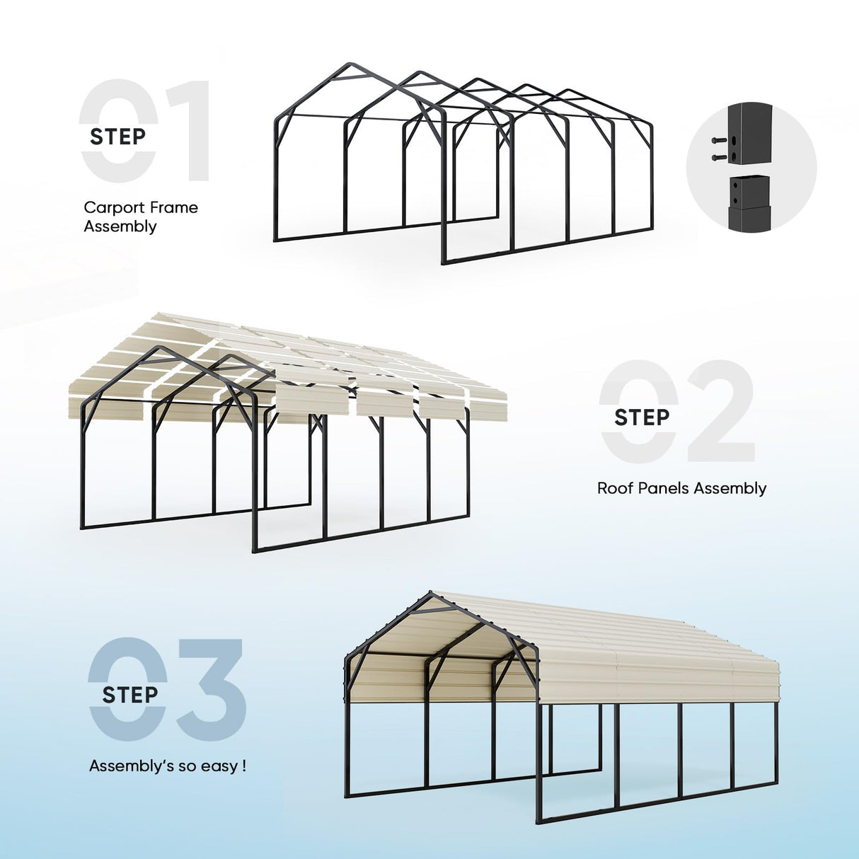 ADVANCE OUTDOOR Metal Roof Carports Kits 12x20 ft Heavy Duty Steel Car Canopy Hard Top Garage ADVANCE OUTDOOR