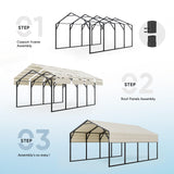 ADVANCE OUTDOOR Metal Roof Carports Kits 12x20 ft Heavy Duty Steel Car Canopy Hard Top Garage ADVANCE OUTDOOR