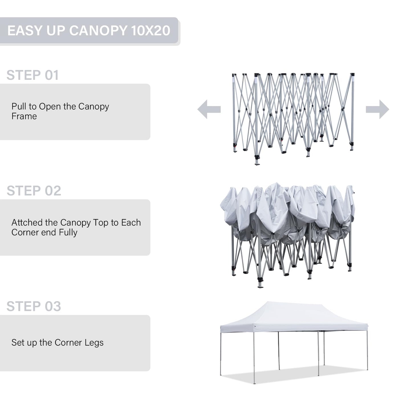 10x20 Ft Pop Up Canopy Tent Wedding Party Patio Gazebo Shelter White - WoodArtSupply